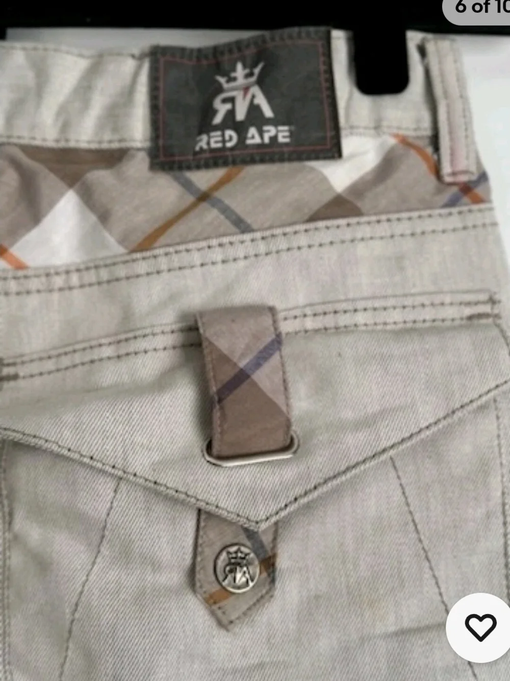 VTG Red Ape Baggy Y2K Jeans Size 36 Plaid Pockets Gray Hip Hop